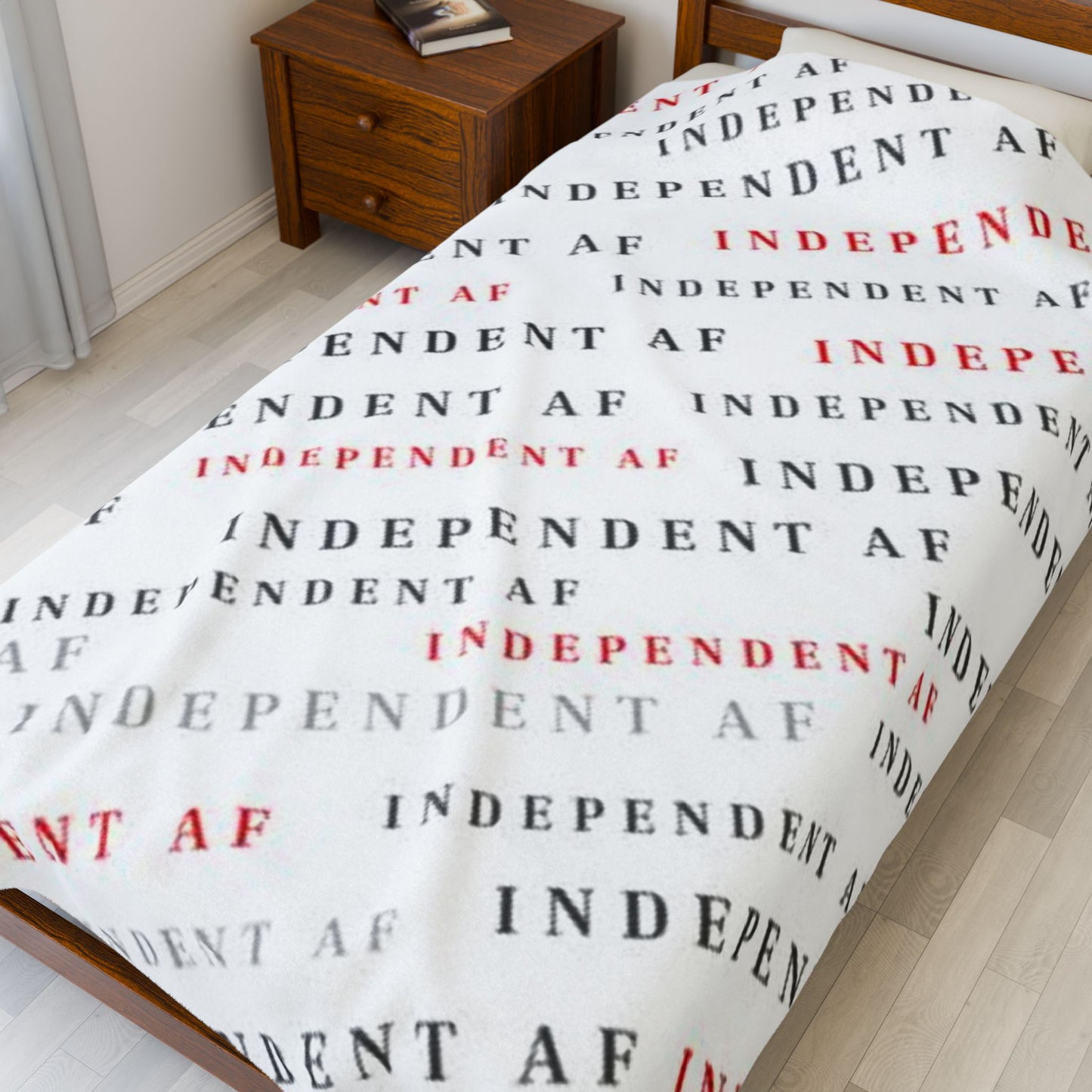 Cozy Velveteen Plush Blanket - Independent AF Design for Home Comfort -red