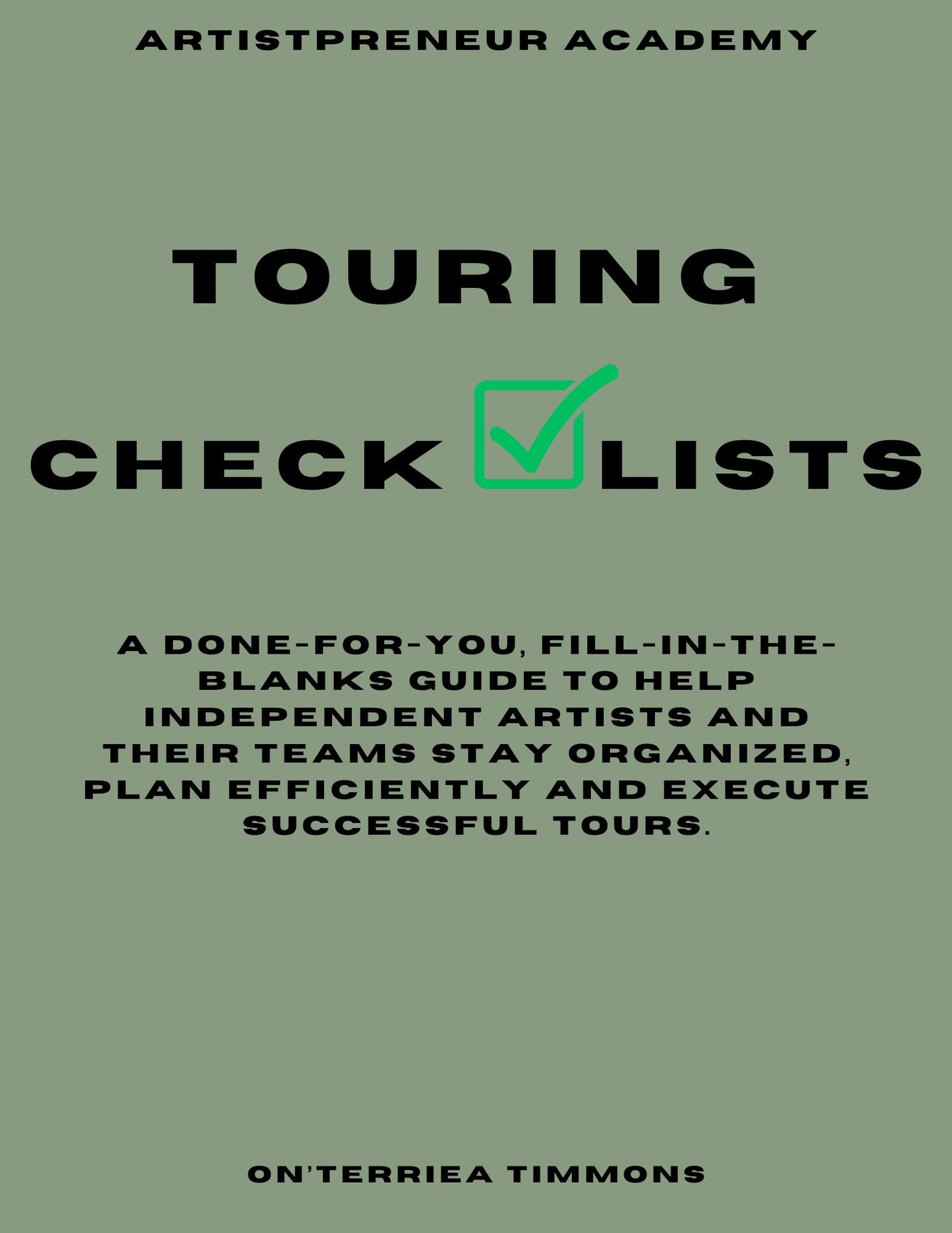 Artistpreneur Academy | Touring Checklist Book
